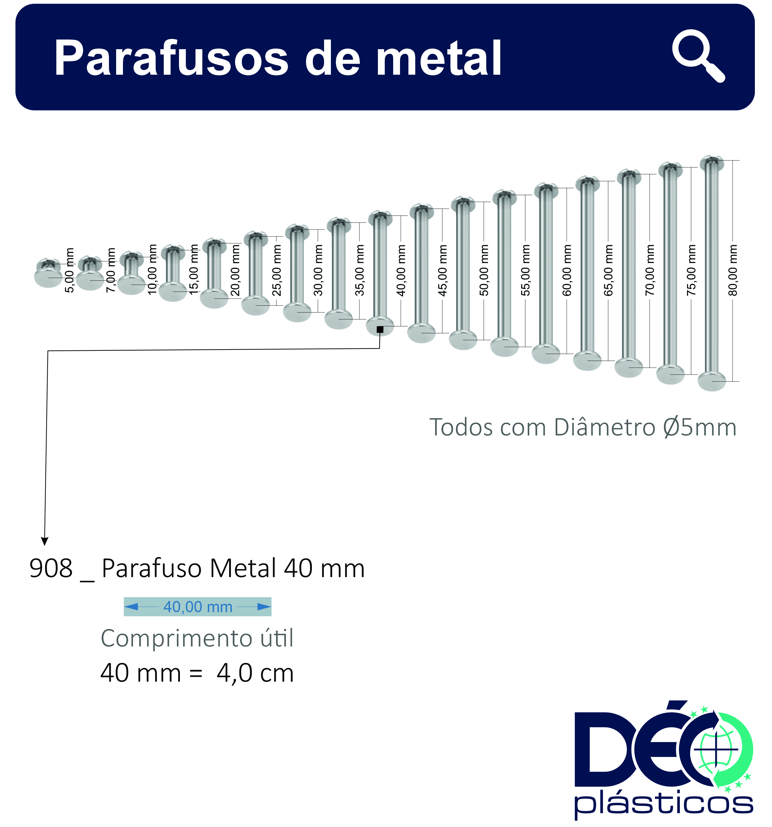 Parafuso de Metal 40 mm _ Ref 908